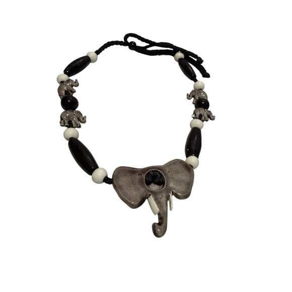Handcrafted Elephant Beaded Necklace Fashion Jewelry Safari - Picture 1 of 12